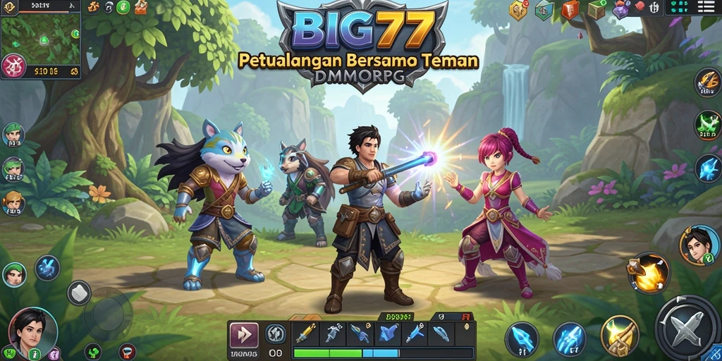 Tangkapan layar menampilkan aksi pertempuran epic dalam dunia BIG77.
