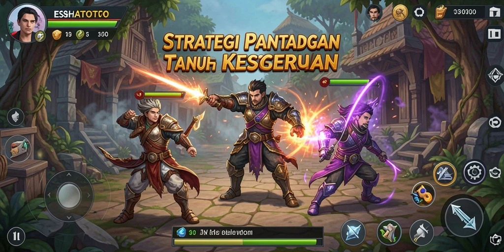 Screenshot menampilkan pertempuran strategis dalam ESHATOTO.
