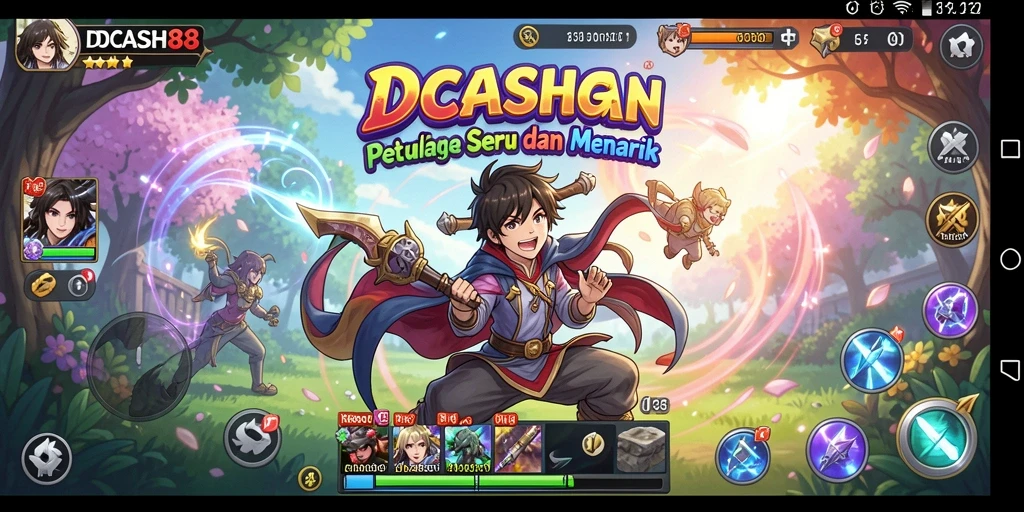 Tampilan gameplay IDCASH88 dengan aksi karakter Anime yang dinamis.