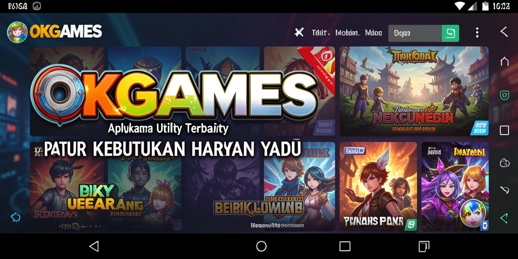 Tampilan antarmuka pengguna OKGAMES yang sederhana dan fungsional.