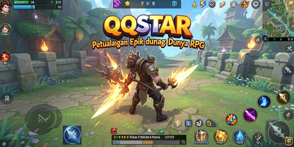 Screenshot menampilkan aksi seru dalam petualangan RPG QQSTAR.