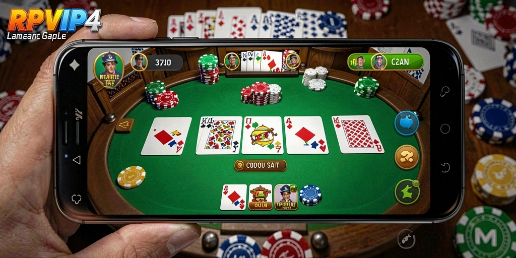 Screenshot gameplay RPVIP4 yang menampilkan momen seru permainan Gaple.