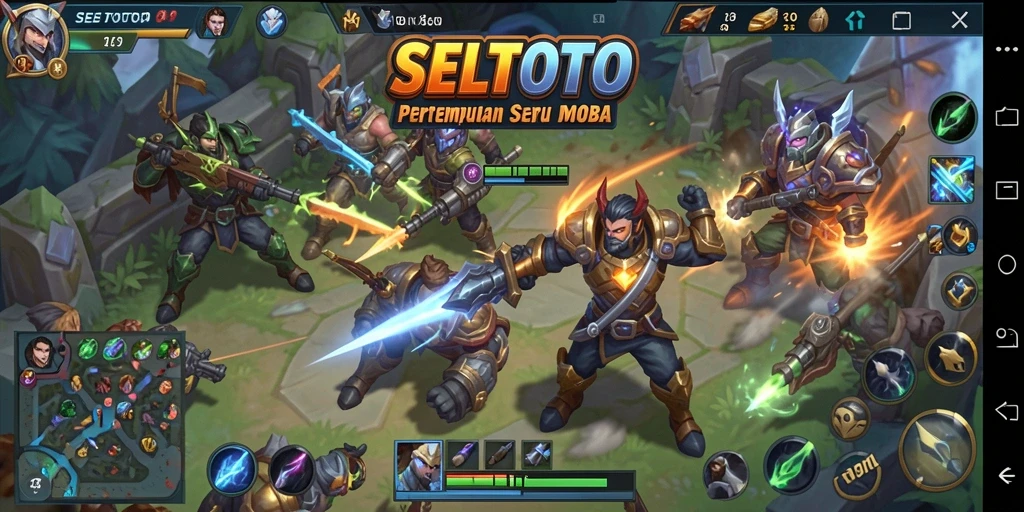 Gameplay seru di battlefield SELTOTO dengan aksi MOBA intens.