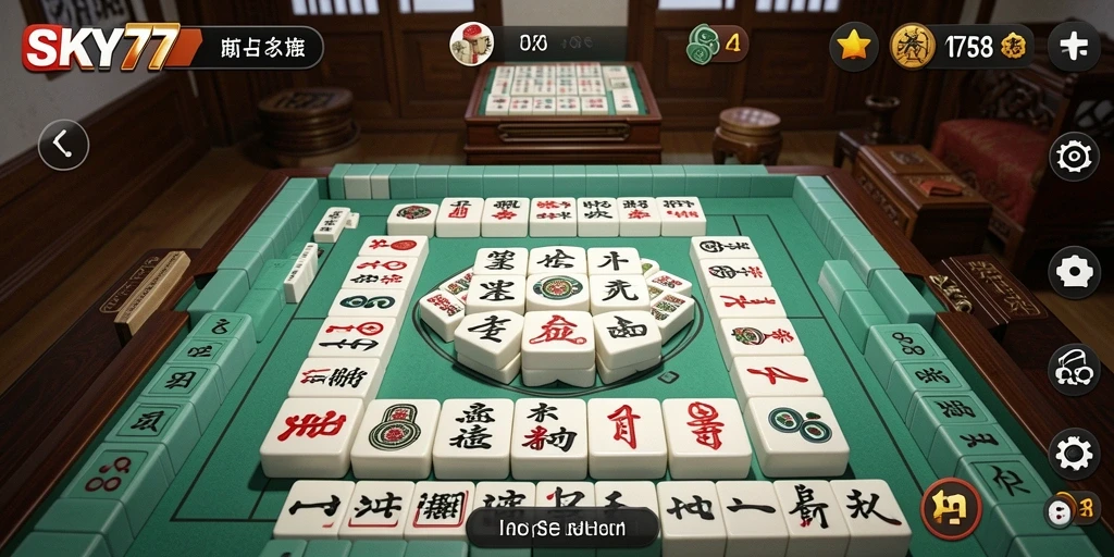 Tangkapan layar gameplay SKY77 yang menampilkan permainan Mahjong yang seru.