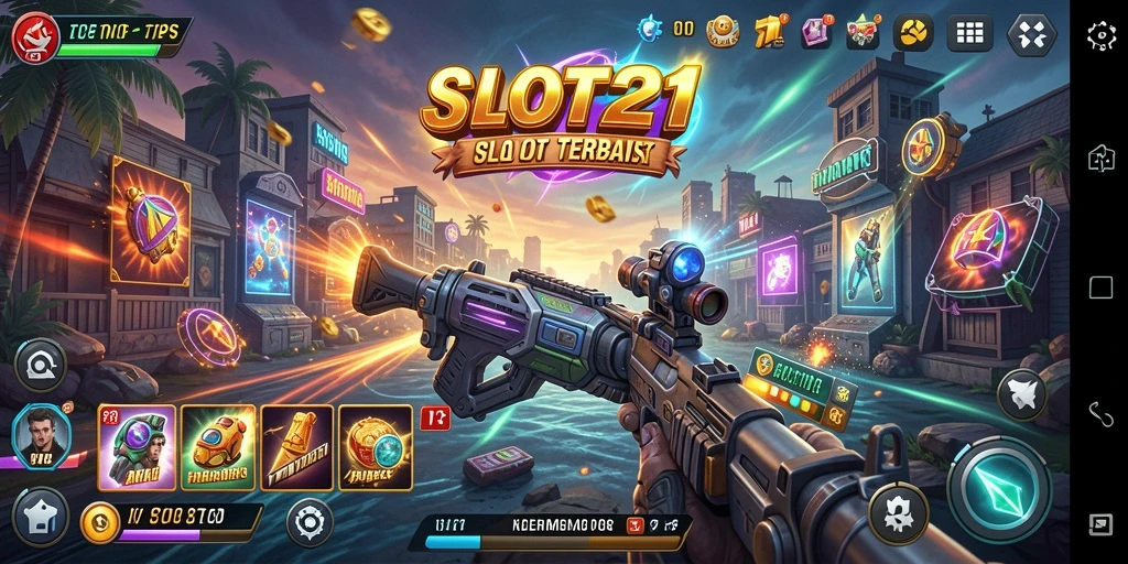 Tampilan gameplay SLOT21 yang seru dengan elemen TPS.