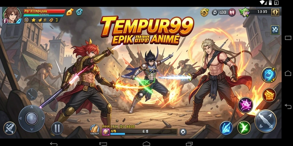 Screenshot gameplay TEMPUR99 menampilkan aksi seru dalam dunia anime.
