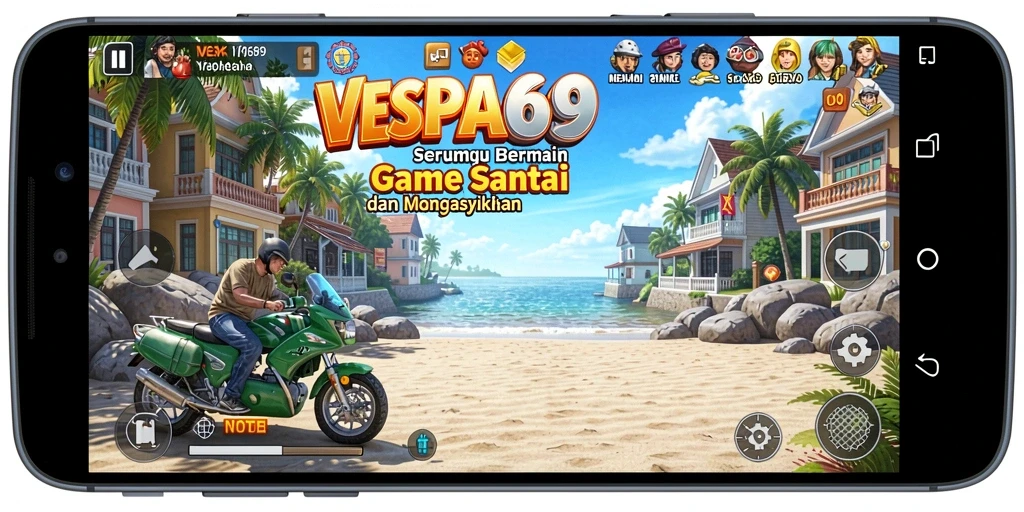 Tampilan seru dari permainan VESPA69 yang penuh warna.